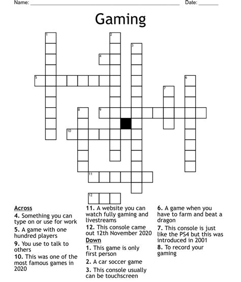 competitive video gaming crossword
